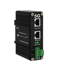 Elenzk 5G PoE Injector - Industrial 5 Gigabit IEEE802.3 at 30W Hardened POE Adapter with 12-48V DC Input DIN- Rail, IP40 Aluminum Case, for 5G Wireless Router/AP/Wi-Fi Range Extender