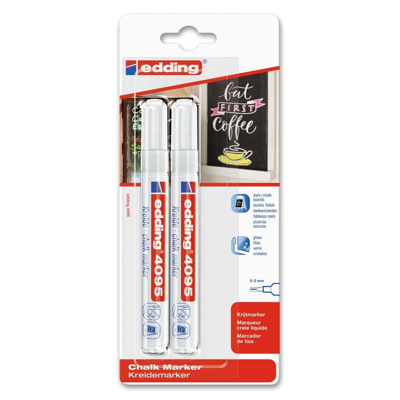 edding 4095 Chalk Marker – White – 2 Chalk Pens