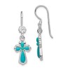 Sterling Silver Rhodium-plated Polished Imitation Turquoise Cross Earrings