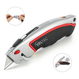 Premium 2-in-1 Heavy Duty Retractable Utility Knife – Dual Safety System, 3-Position Blade Lock, Includes 5 Blades