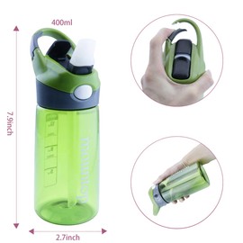 mountop Kids Water Bottle with Straw for Girls & Boys, Leak-Proof BPA-Free, Kids Drinking Bottle Ideal for Sports & Outdoors 400ml Green