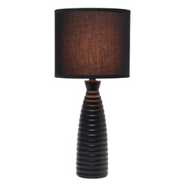 Simple Designs LT2076-BLK Alsace Ceramic Ribbed Bottle Table Lamp, Black