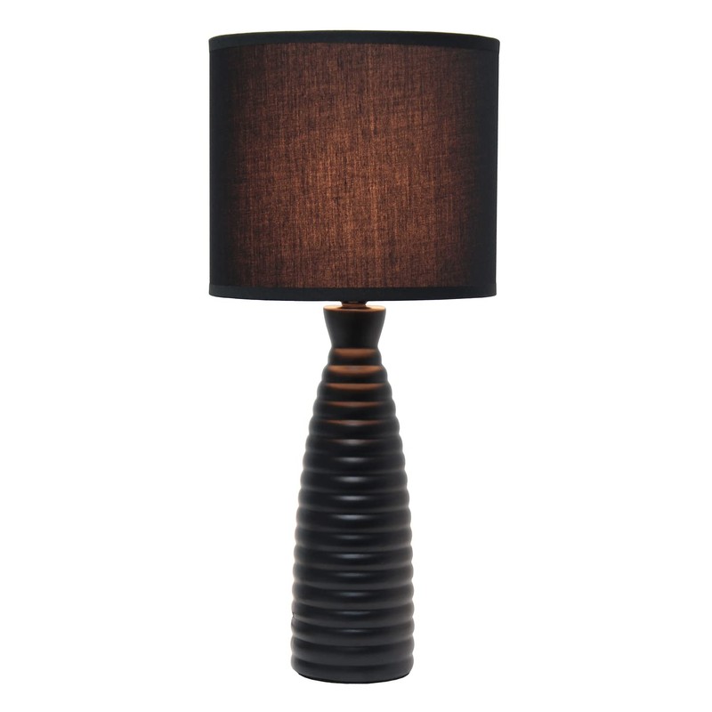 Simple Designs LT2076-BLK Alsace Ceramic Ribbed Bottle Table Lamp, Black