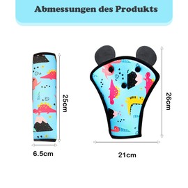 EUDUQ Seat Belt Pads, Car Children, Pack of 2 Car Sleeping Cushions for Children, Breathable Belt Protection Booster Seat, Skin-Friendly Car Seat Belt Cushion, Shoulder Pad for Car Pram (Dinosaur)