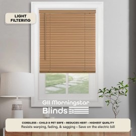 Achim 30x64 Inch Cordless Light Filtering Mini Blinds Woodtone Shade