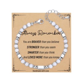 SIXDUTON Gifts for Women Girls Gemstone Natural Stone Bracelet, Chakra Healing Stones Bracelet Birthday Christmas Gifts for Women Best Friend Daughter Granddaughter Niece, Stainless Steel, No Gemstone