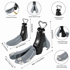 VIVEBEI Shoe Stretcher Women Men, Boot Stretcher Wide Feet, 4-Way Shoe Widener & Expander for Stretch Length & Width; L for Women’s 11-14; Men's 10-14;Grey with Metal Plugs;1-Pack