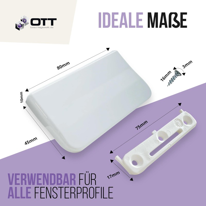 OTT Beschlagswelt GKG BG53 Balcony Door Handle PVC White