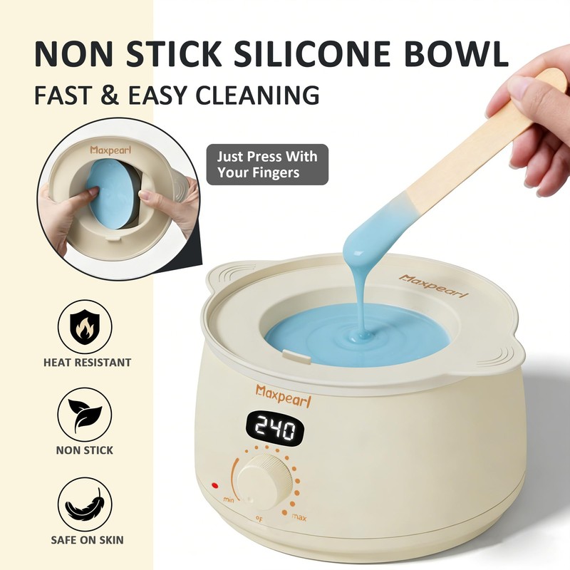 Digital Waxing Kit with Silicone Pot, Easy to Use, Beige