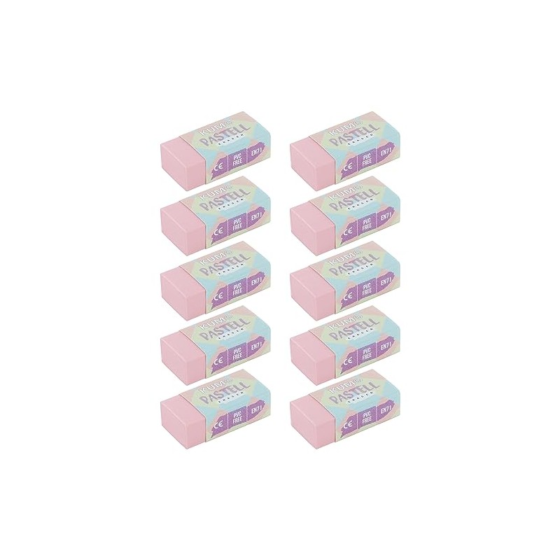KUM AZ5091016-O - Eraser, Pastel Orange, Pack of 10, PVC-Free