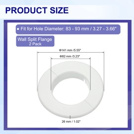 PATIKIL Wall Split Flange 3.2" (82mm), 2 Pcs Round Detachable Escutcheon Plate Buckles Water Pipe Cover for Kitchen Bathroom Air Conditioner Arm Pipe Faucet Decoration, White
