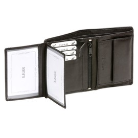 Men's and Women's wallet vertical format LEAS, Genuine Leather, black - ''LEAS Standard-Collection''