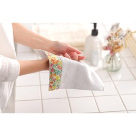 DDintex FLORET LONDON Shirring Hand Towel, Sandra Spring, Yellow, 7.9 x 7.9 inches (20 x 20 cm) [With Liberty Print]