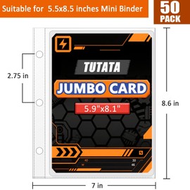 Jumbo Card Sleeves Big Card Protector Sleeves for 3 Ring Binder Jumbo Card Binder Sleeves- 50 Pack