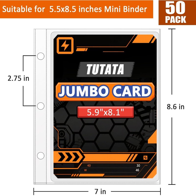 Jumbo Card Sleeves Big Card Protector Sleeves for 3 Ring