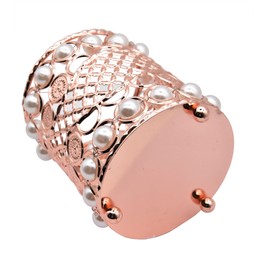 Gullor Handmade Beads Makeup Brush Holder Organiser Eyebrow Comb Brush Pen Cosmetic Storage Box for Vanity Bathroom Bedroom Office Desk Rose Gold