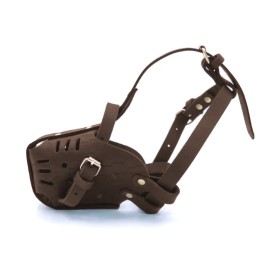Us  Leather Dog Muzzle, Breathable Adjustable Anti-Bite Anti-Bark Cage Muzzle for Medium/Large DogsSize: S, Color: Brown
