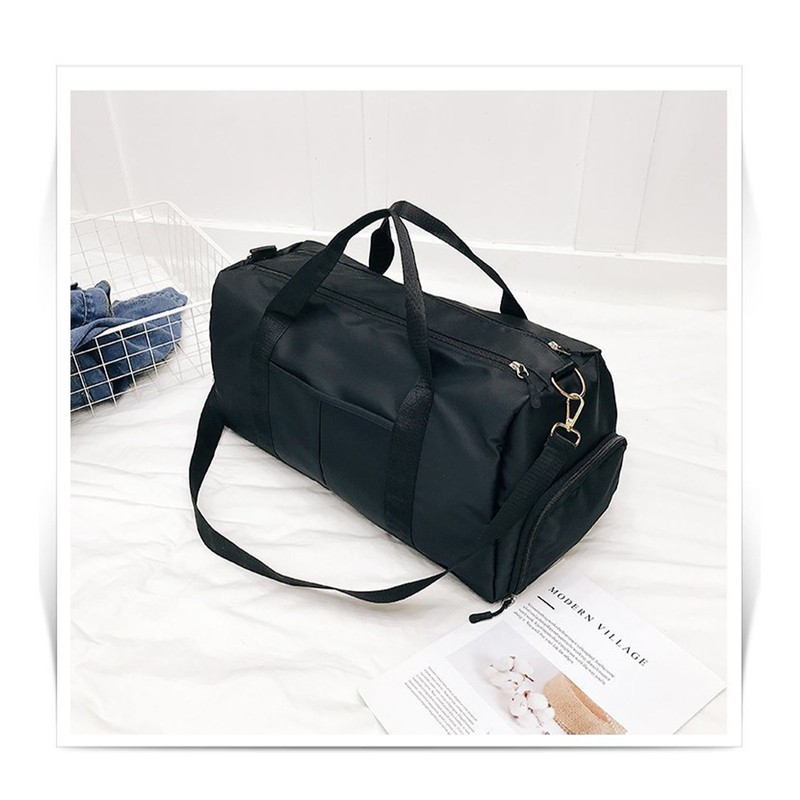Travel Bag Black Large Capacity Compartment Design Waterproof Oxford Cloth