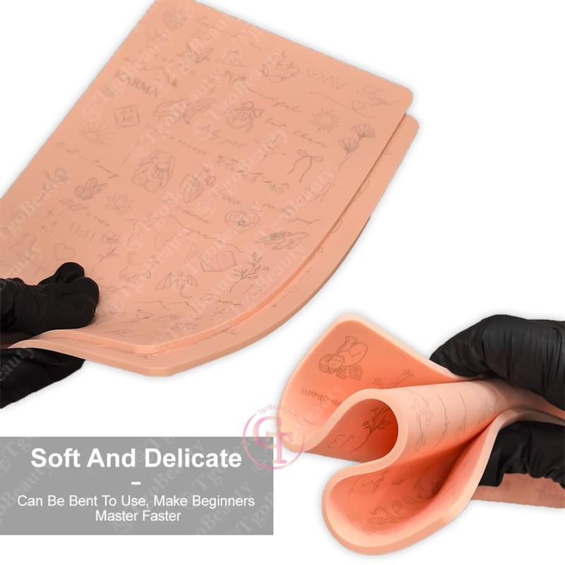 3mm Thick Tattoo Fake Skin Double Sides Pre-printed Fine Line