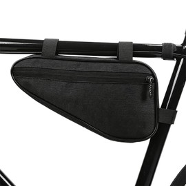 Bike Triangle Frame Bag, Bicycle Tube Storage Pouch, Strap-On Under Seat Tool Accessories Bag Fits MTB Mountain Road Bike (1.5 L) Black