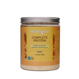 Healthyroo Complete Protein Vanilla, 16 serve, Organic Plant-Based Pea and Brown Rice Protein Powder – Fermented, Low Carb, Low FODMAP, Gluten-Free, Vegan, 22.4g Protein per Serving