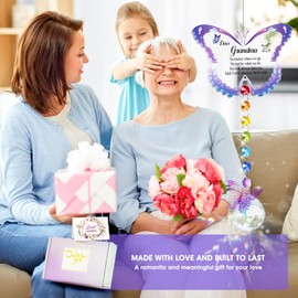 YIBONIKA Grandma Birthday Gifts, Butterfly Crystal Suncatcher Unique Gifts with Card and Box, Grandma Birthday Mothers Day Christmas Presents from Grandchildren