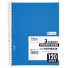 Mead Spiral Notebook, 3 Subject, College Ruled Paper(05748), 120 Sheets,