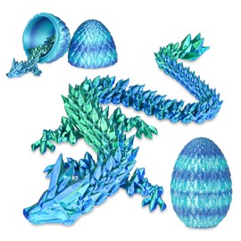 Balkwan Surprise Dragon Egg with Dragon Inside, Gifts for Children and Adults, 3D Printed Fidget Toy, Perfect for Christmas, Easter, Birthdays, Decoration, Stress Relief (Sea Blue, Small)