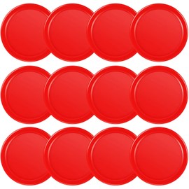 3 1/4 Inches Air Hockey Pucks 12 Pack Full Size Heavy Replacement Pucks for Game Tables Equipment Accessories (Red)