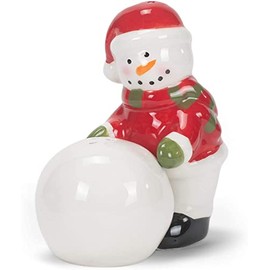The Bridge Collection Cute Holiday Snowman & Snowball Salt & Pepper Shaker Set - Fun Winter Snowman Christmas Salt and Pepper Shakers