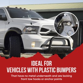 Cajun Tie Downs - Hood Loop Anchor Straps - Made in USA - Secure & Convenient Car Tie-Downs for Hauling Canoe or Kayak (2-Pack) - 1" X 8" (Black/Reflective)