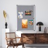 VIZ-PRO Tamperproof Lockable Gray Fabric Noticeboard Aluminium Framed 36x24 Inches