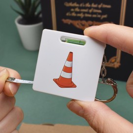 Azeeda 'Traffic Cone' Keyring Tape Measure/Spirit Level Tool (KM00031177)