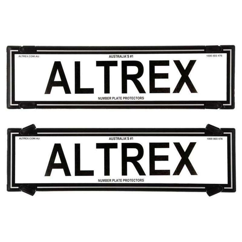 Altrex Number Plate Protectors Slimline Black No Line Silver Border