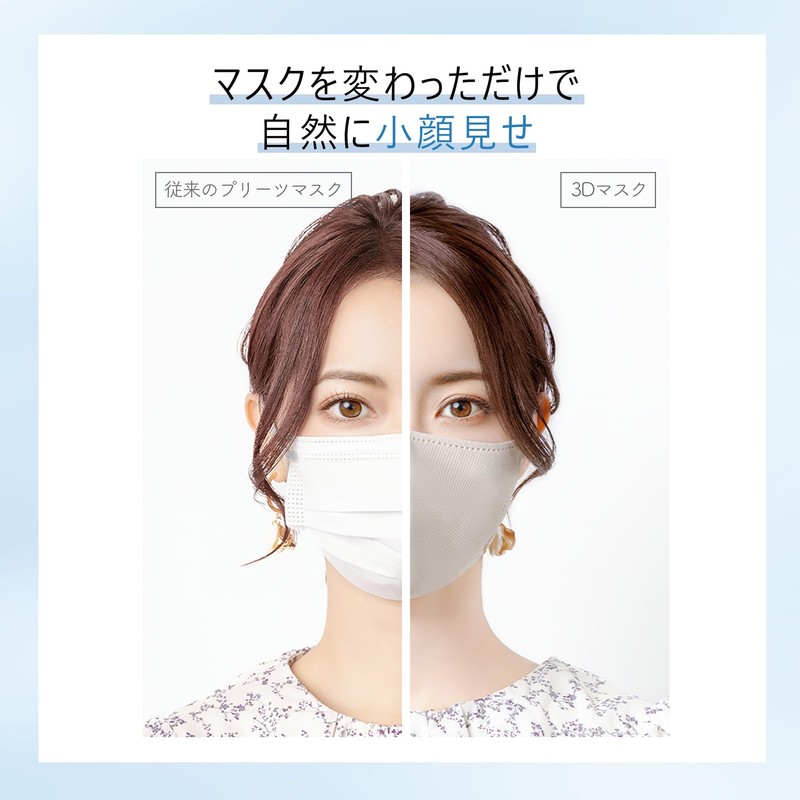 [Heart mark] マスク 立体 不織布 冷感 夏 56枚 20枚 バイカラー