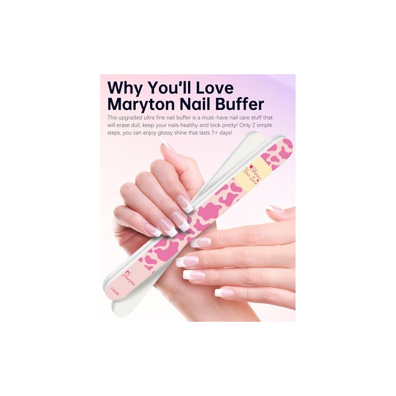 Maryton Nail Buffer, Shiny Buffing File for Natural Nails, 3PCS