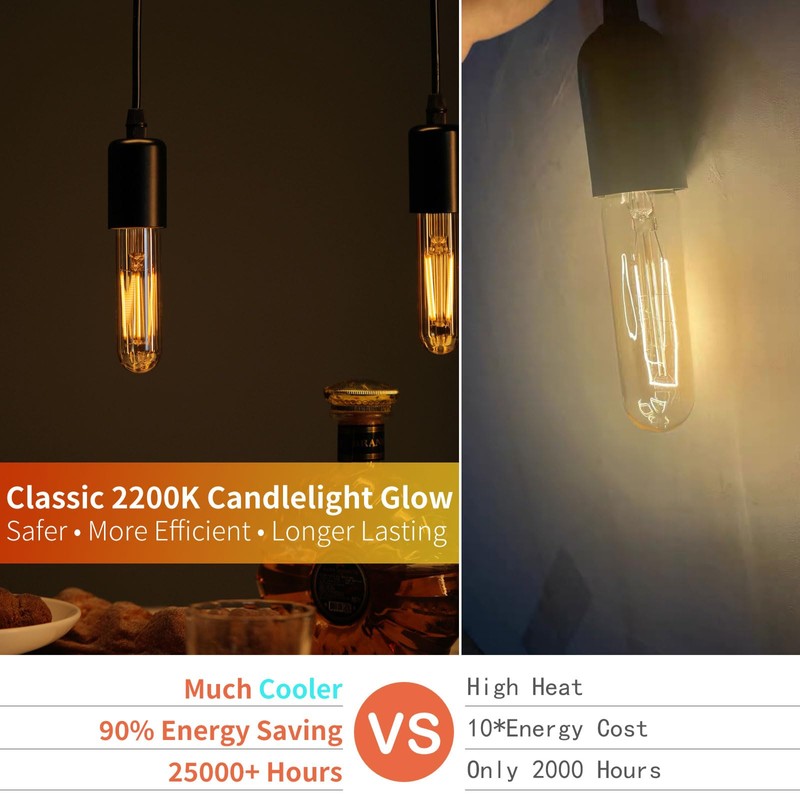 Decoaui E26 T10 LED Light Bulbs, 5 Inch Vintage Tubular