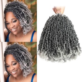 10 Packs Yanky Twist Crochet Hair 8 Inch Pre-twisted Natural Black Kinky Mini Spring Twist Small Curly Senegalese Twist Braids Yankee Twist (TGray((Ombre Gray), 8 Inch (Pack of 10))