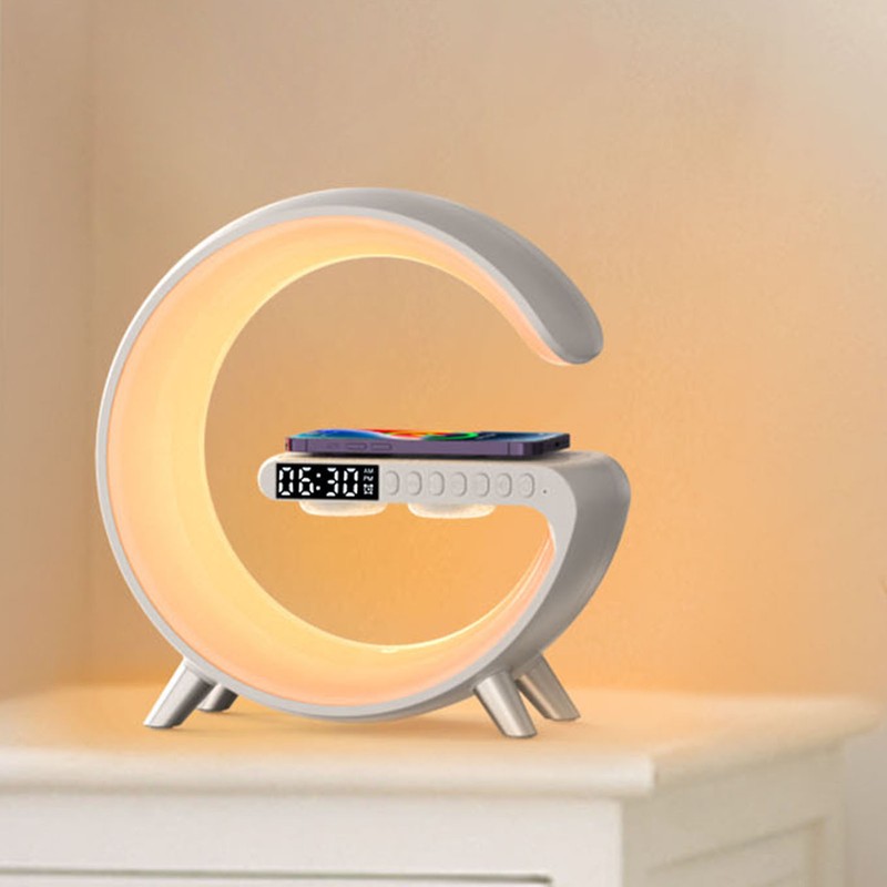 Smart Ambient Light 15W Wireless Charging Bluetooth Speaker Alarm Clock