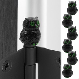 Black Owls Hinge Heads Decorative Topper Set of 6 - Whimsical Animals Hinge Head Toppers - Magnetic Door Hinge Caps for Home Decoration