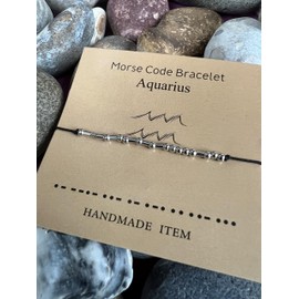 Zodiac Morse Code Bracelets, Wish Bracelet, Anklet, Bracelets, Star Sign Gifts, Zodiac Bracelet (Aquarius)