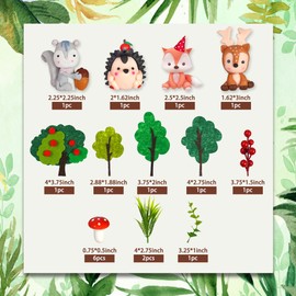 Woodland Animals - Decoración para tartas con zorro, ardilla, erizo, hongo sika, para niños y niñas, suministros para fiestas de cumpleaños (animales del bosque)