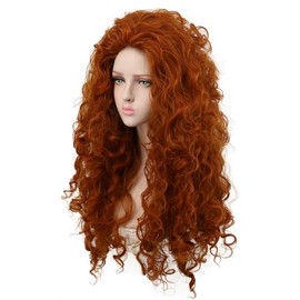 Yuehong Long Curly Orange Heat Resistant Cosplay Wigs Good Shape Cos Wig