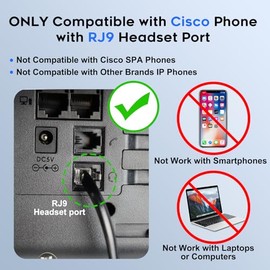 MKJ Auriculares de teléfono con conector RJ9 para teléfonos Cisco, auriculares de oficina con cable con cancelación de ruido para Cisco CP-7821 7841 8841 7942G 7931G 7940 7945G 7961 7962G 7965 9951, etc