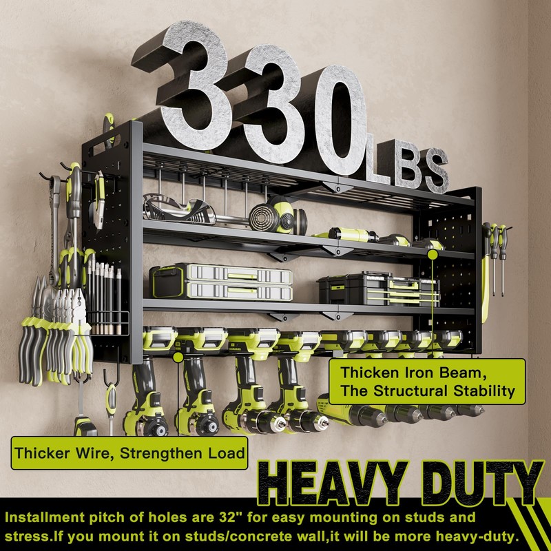 Power Tool Organizer Wall Mount,Cordless Drill Organizer,4 Layers Large Capacity
