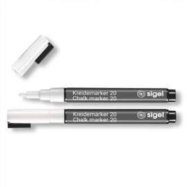 Sigel BA178 Chalk Marker White Size S Bullet Tip 1-2 mm Pack of 2