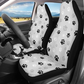Car Seat Cover Dog Paw Print Front for Cars, Easy to Install Cover Set, Accessories Auto Trucks Van SUV,2 Packs