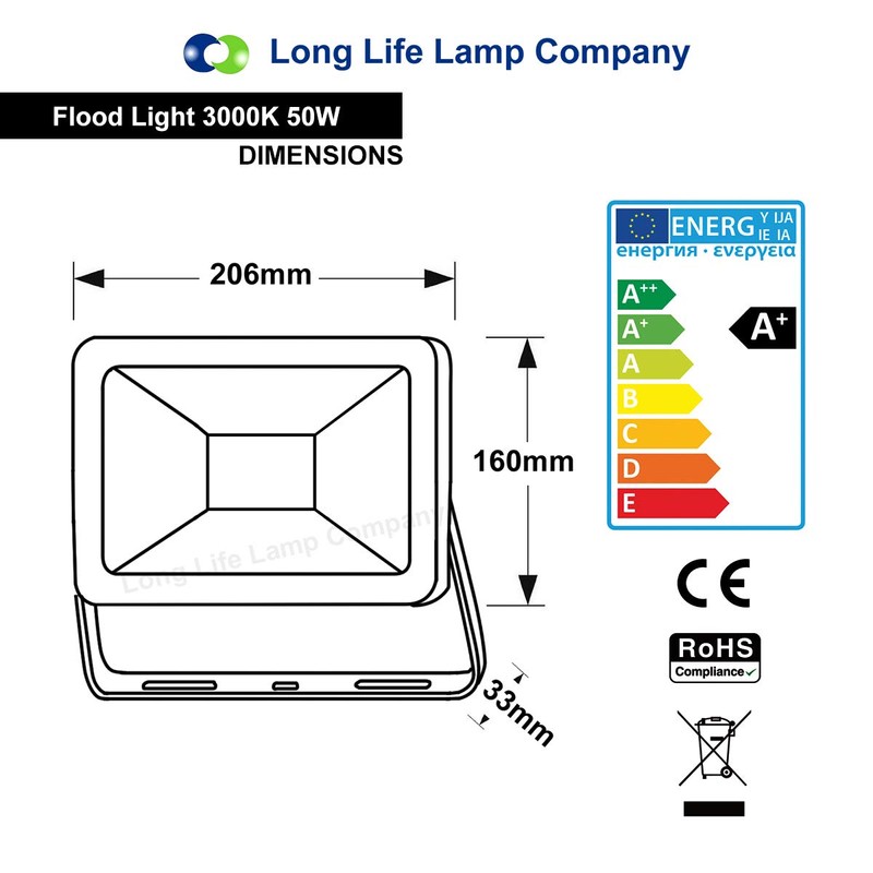 50w Outdoor LED Flood Light Warm White Garden Security Lighting