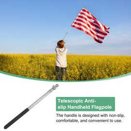 M METERXITY 4-Pack 5.25Ft/1.6M Telescopic Handheld Flagpoles, Telescopic Flag Pole with Clips Portable Stainless Steel Flag Pole for Truck/Outside/Tour/Guide/House/Festival[Black]