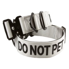 Tacticollar - DO NOT PET, 2 inch Nylon Collar for Small, Medium and Large Dogs, Neoprene Padded Inside, Communicate Your Dogs Needs to Prevent Accidents (Gray Medium)